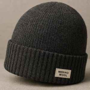 Merino Wool Beanie Hat Thermal Winter