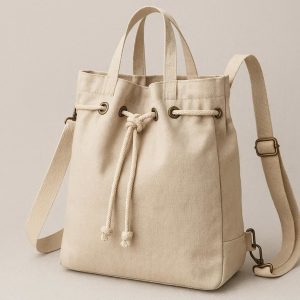 Drawstring Canvas Backpack Tote Convertible
